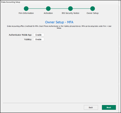 Owner setup MFA